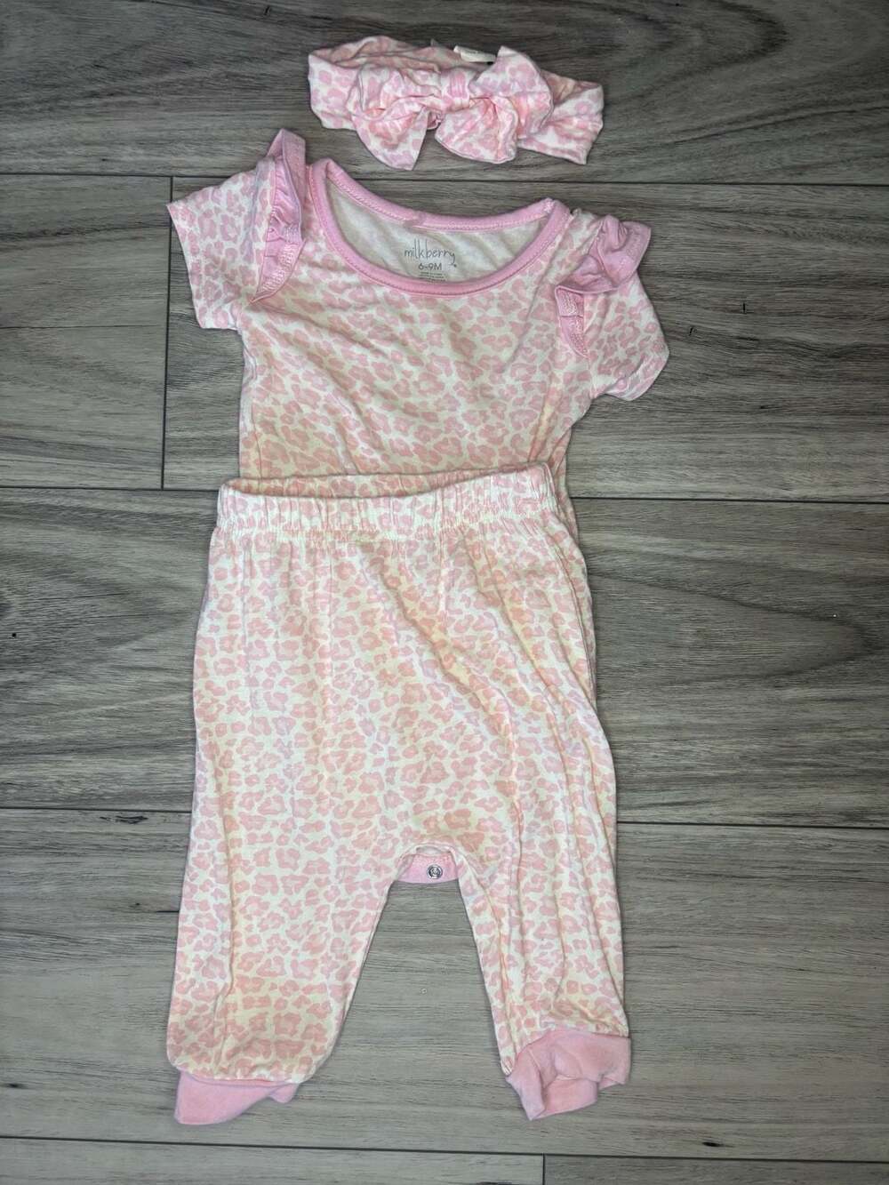 Milkberry Pink Leopard Print Baby Outfit Set 6-9M